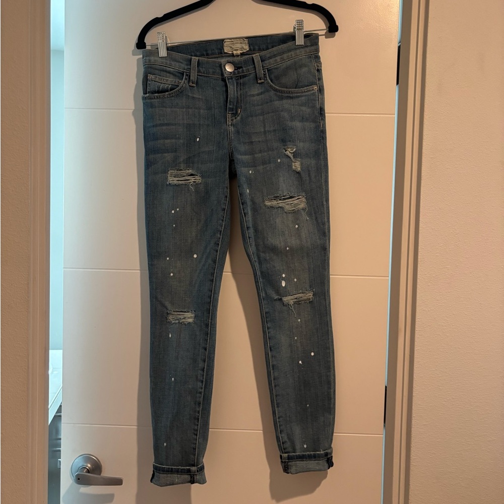 Current Elliott “the stiletto” distressed splatter paint Jeans